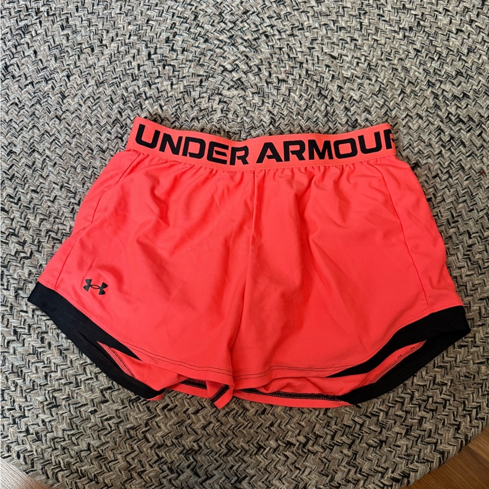 Under Armour Women's Coral and Black Athletic Shorts